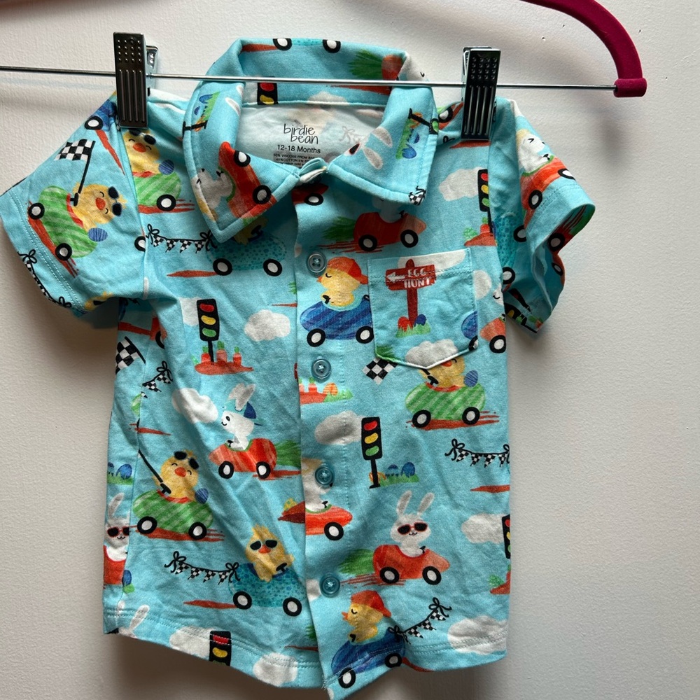 Birdie Bean Kids Shirt with Spring Easter Bunny Print - Size 12-18 months